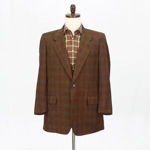 Tom James 44R Brown Blazer Sport Coat Jacket 2-Button Check Y541